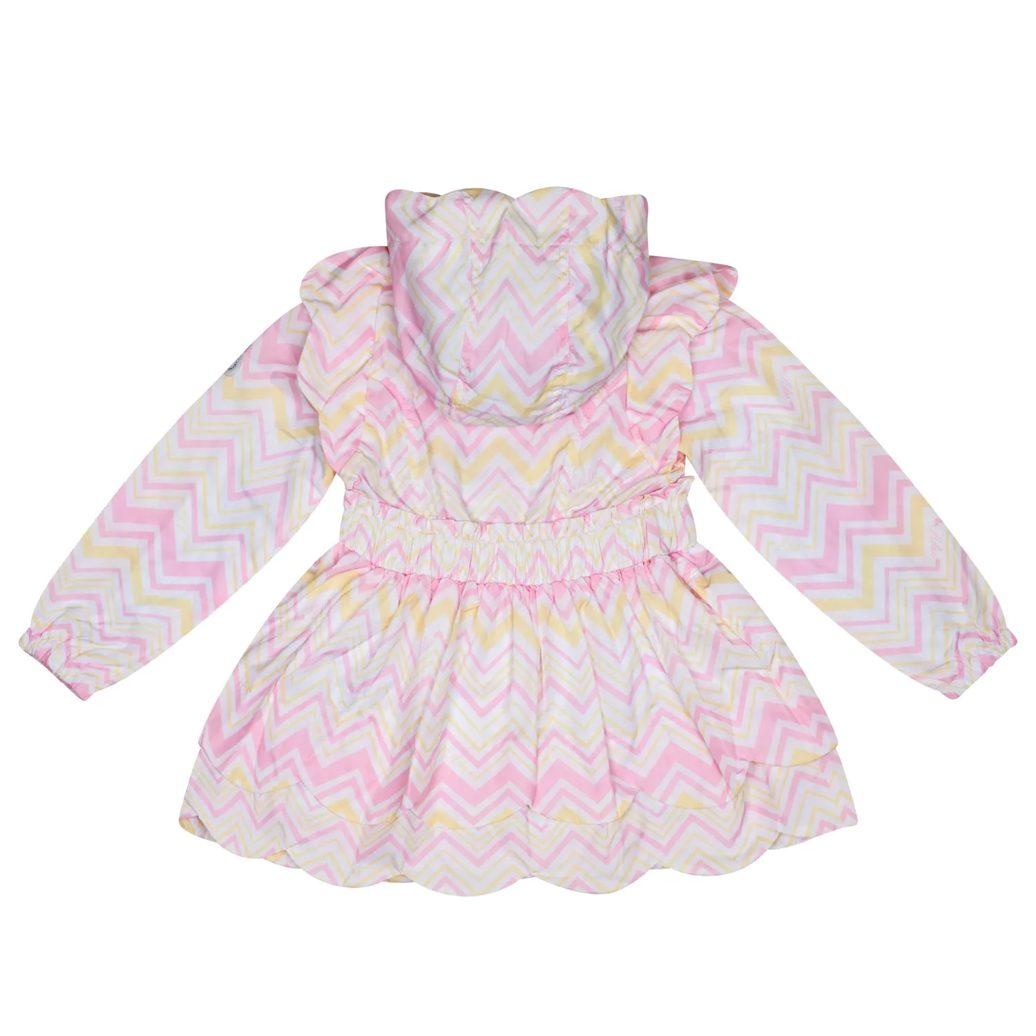 A'Dee - White coat with pink and yellow chevron print, Leila