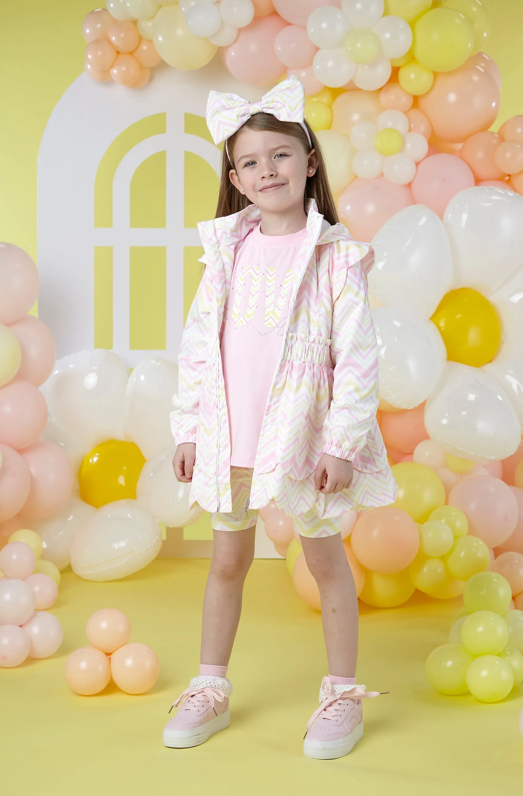 A'Dee - White coat with pink and yellow chevron print, Leila