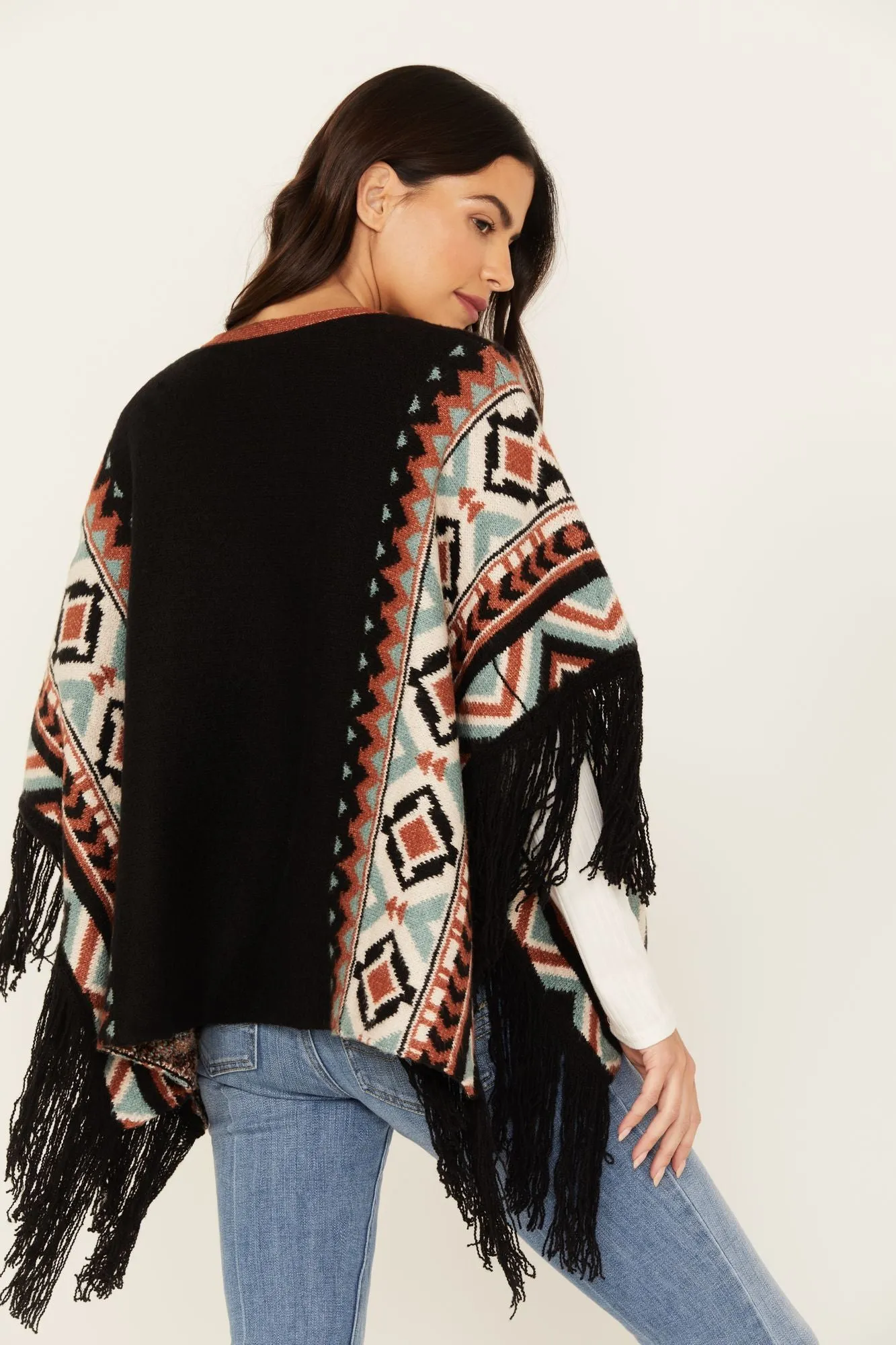 Alma Southwestern Poncho Sweater