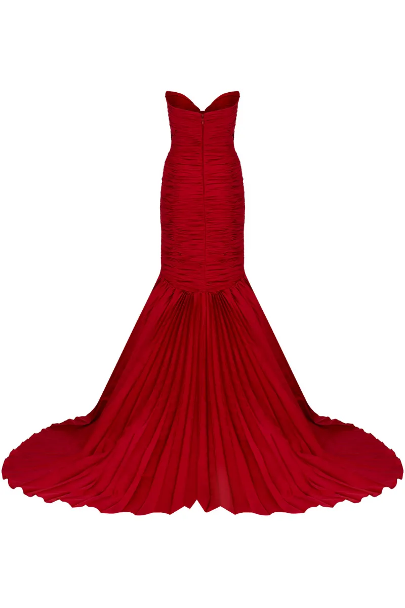 ALYCE RED METALLIC BOW GOWN