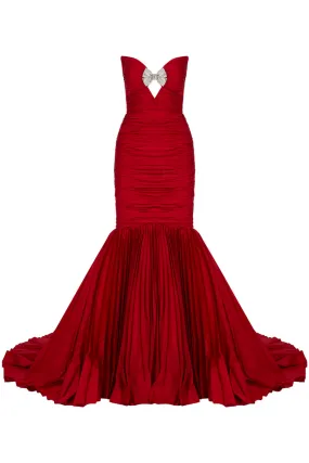 ALYCE RED METALLIC BOW GOWN