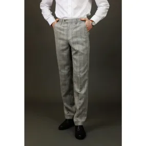 Andrew - Men's Grey Checked Trousers