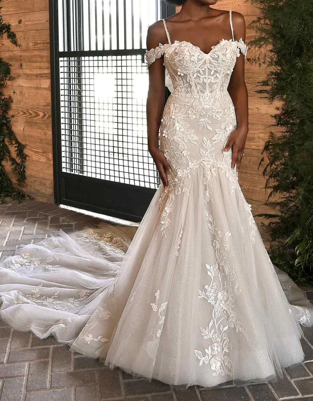 Angie 3D Floral Fit & Flair Wedding Gown All Sizes