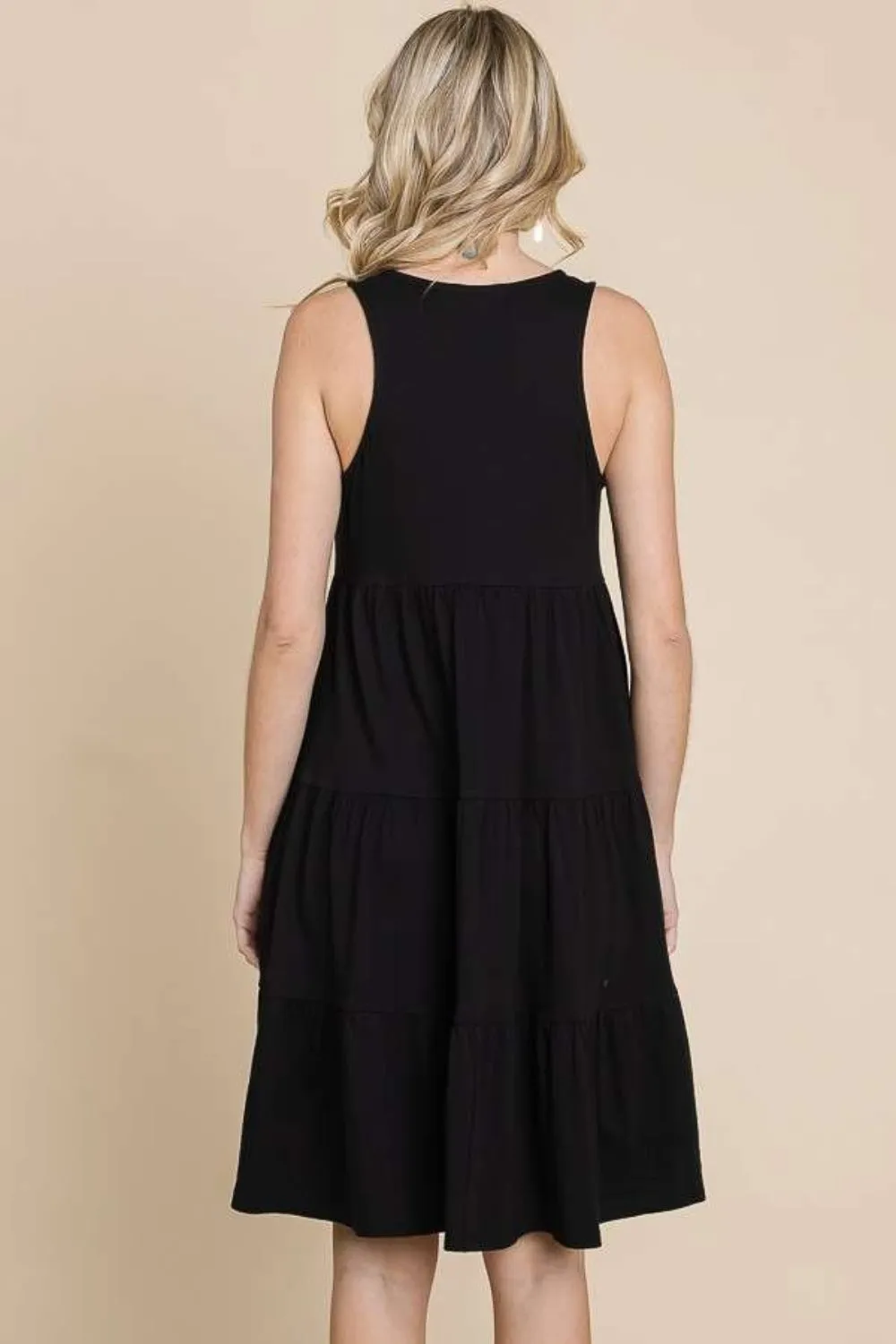 Black Racerback Tiered Tank Dress