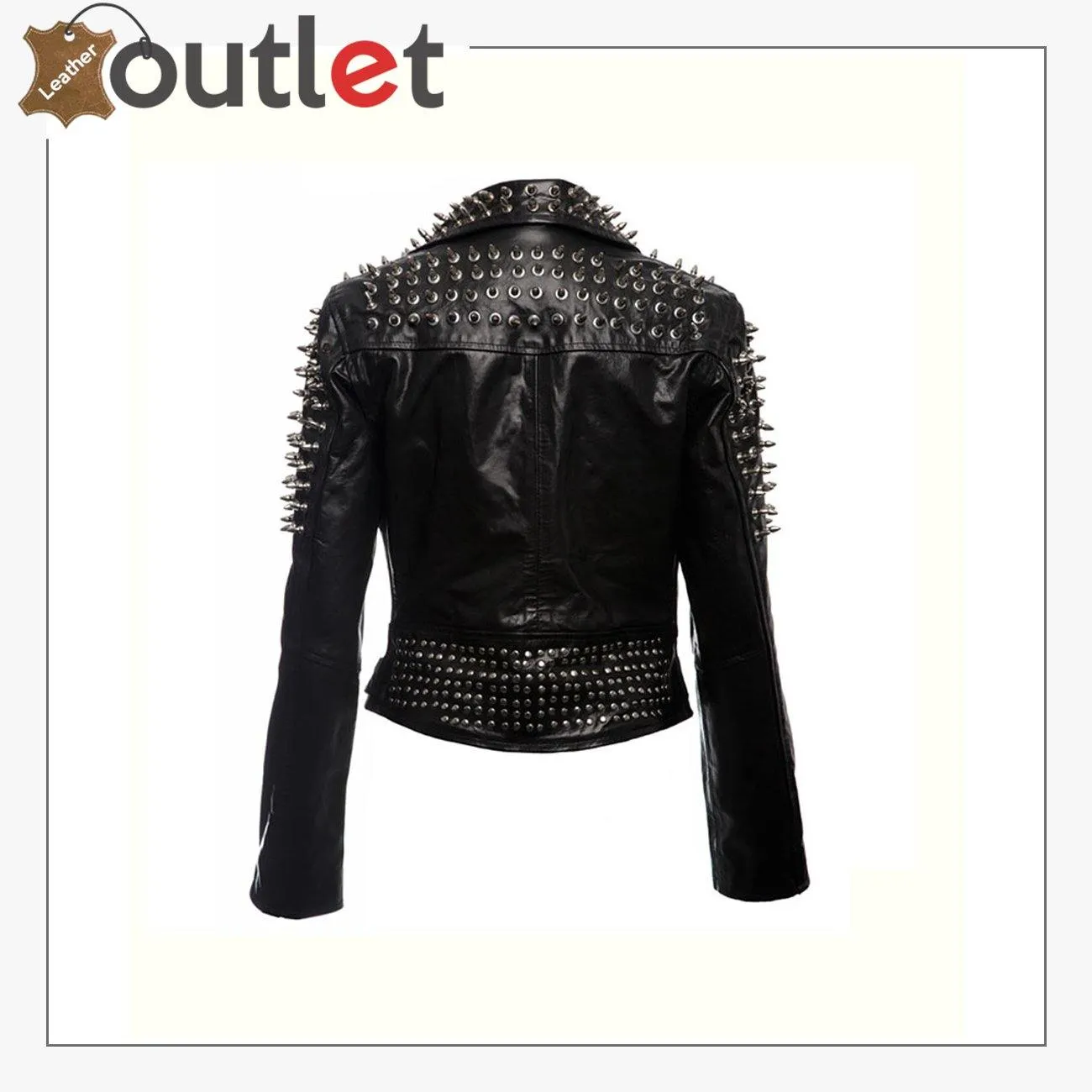 Black Spikes Studded Punk Leather Jacket