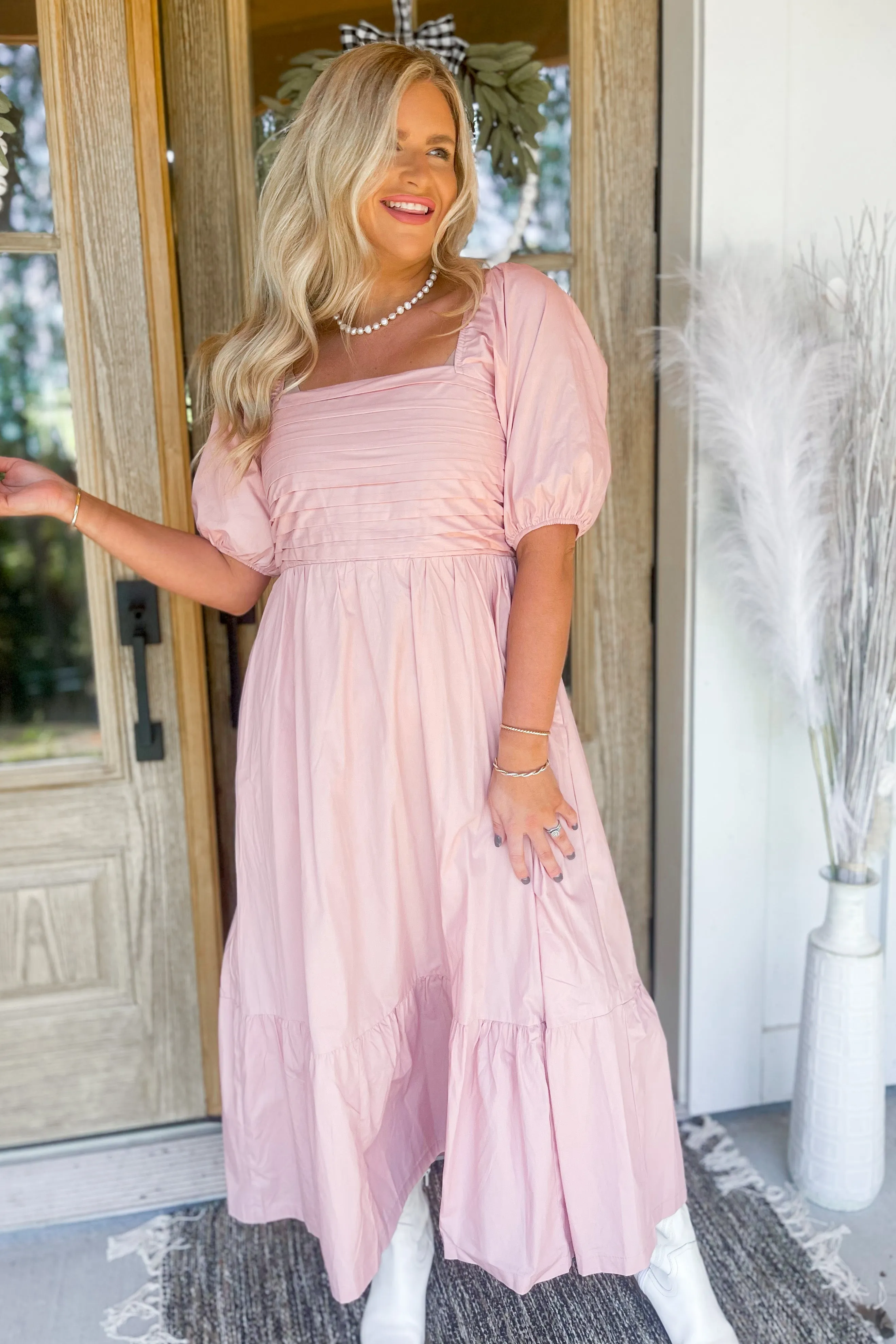 Blake Pintuck Puff Sleeve Midi Dress *FINAL SALE*