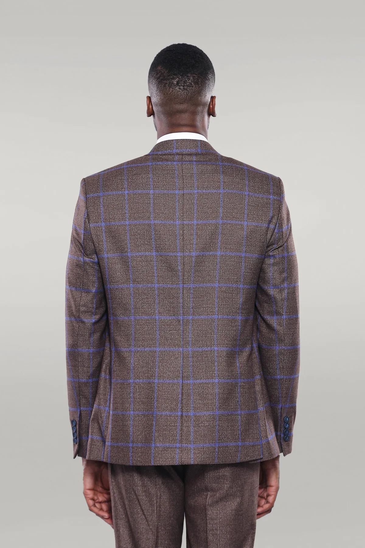 Brown Blue Checked Suit | Wessi