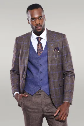 Brown Blue Checked Suit | Wessi