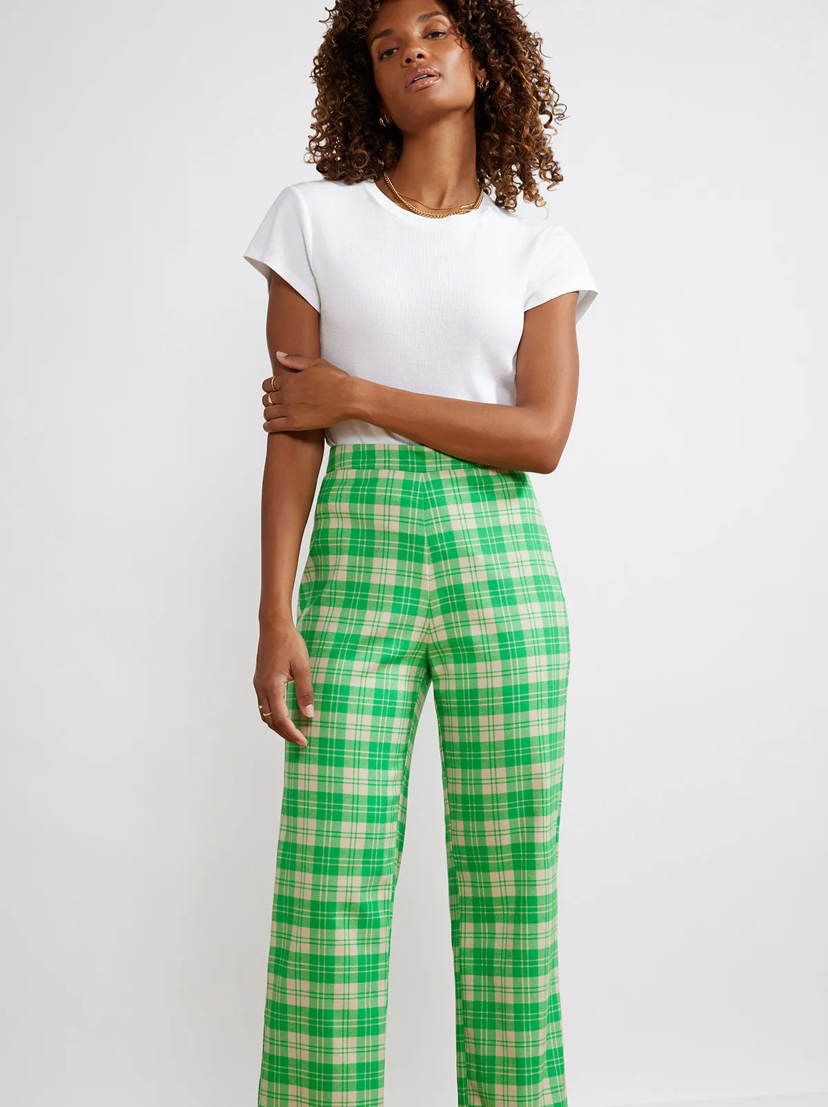 Carey Green Check Flannel Trousers