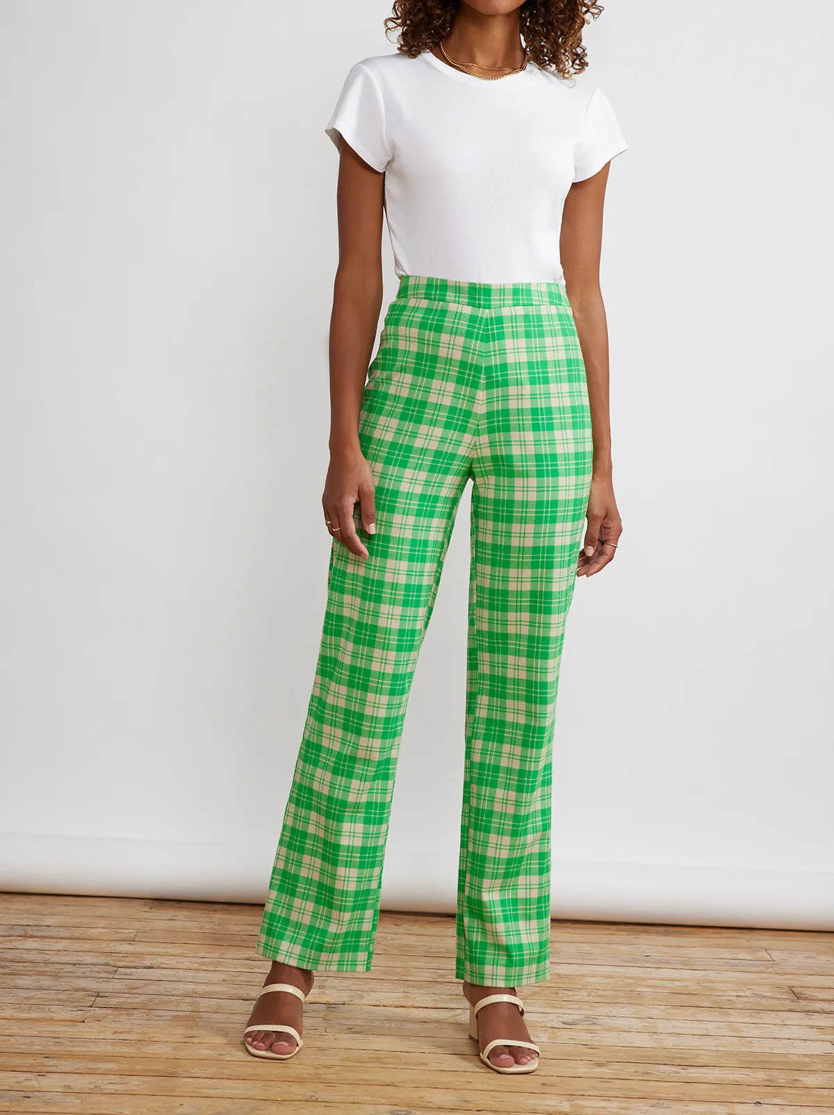 Carey Green Check Flannel Trousers