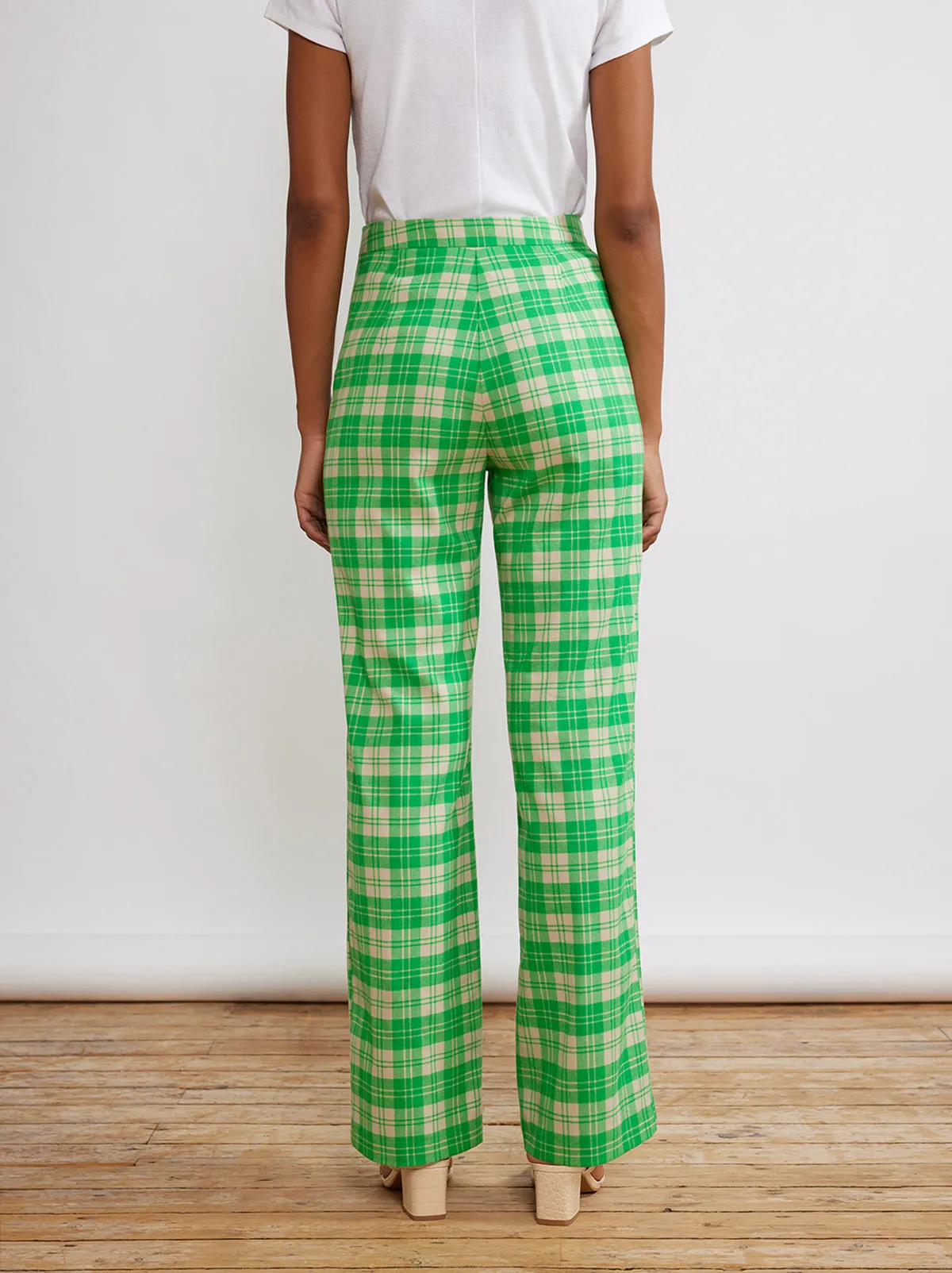 Carey Green Check Flannel Trousers