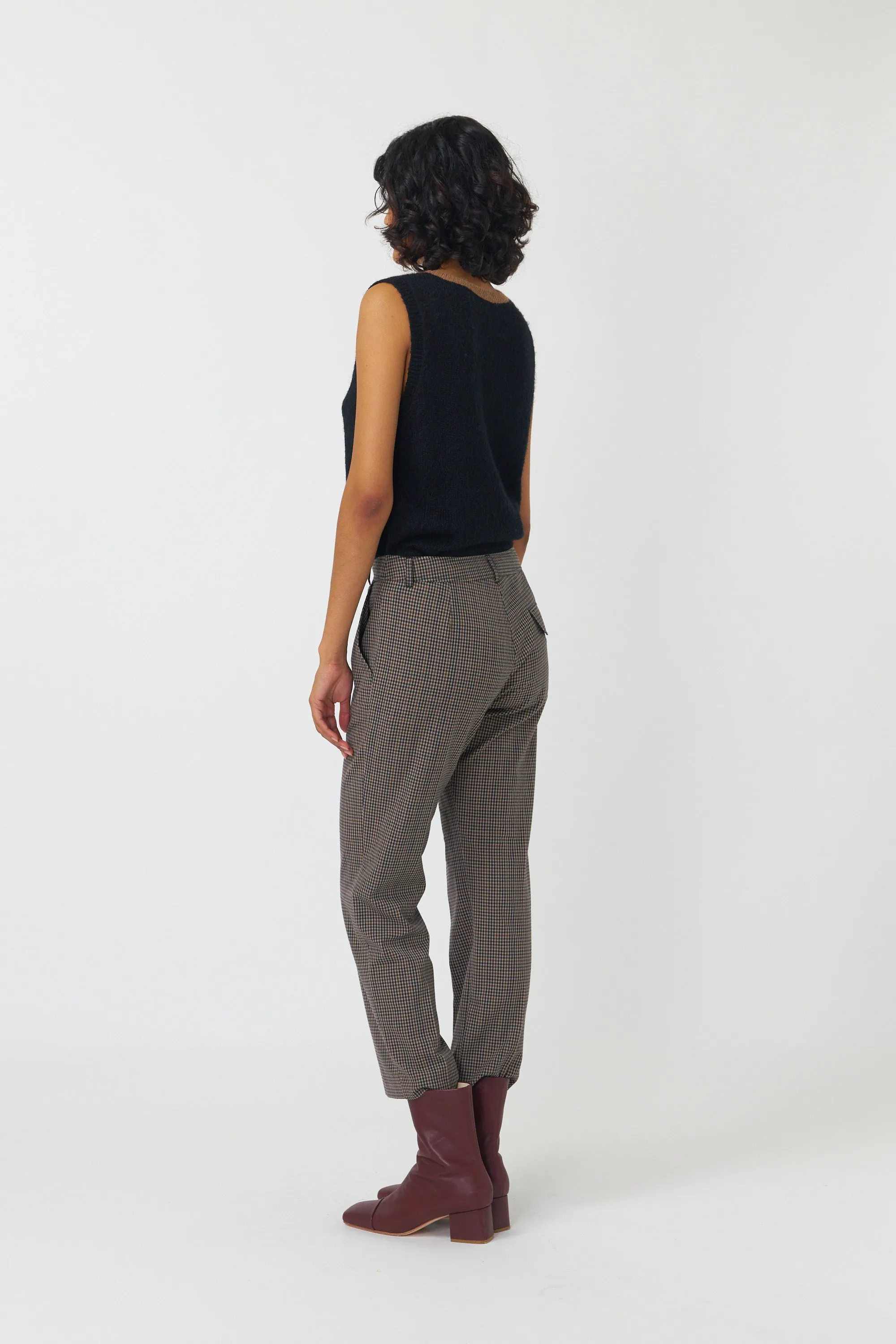 Checked cropped trouser