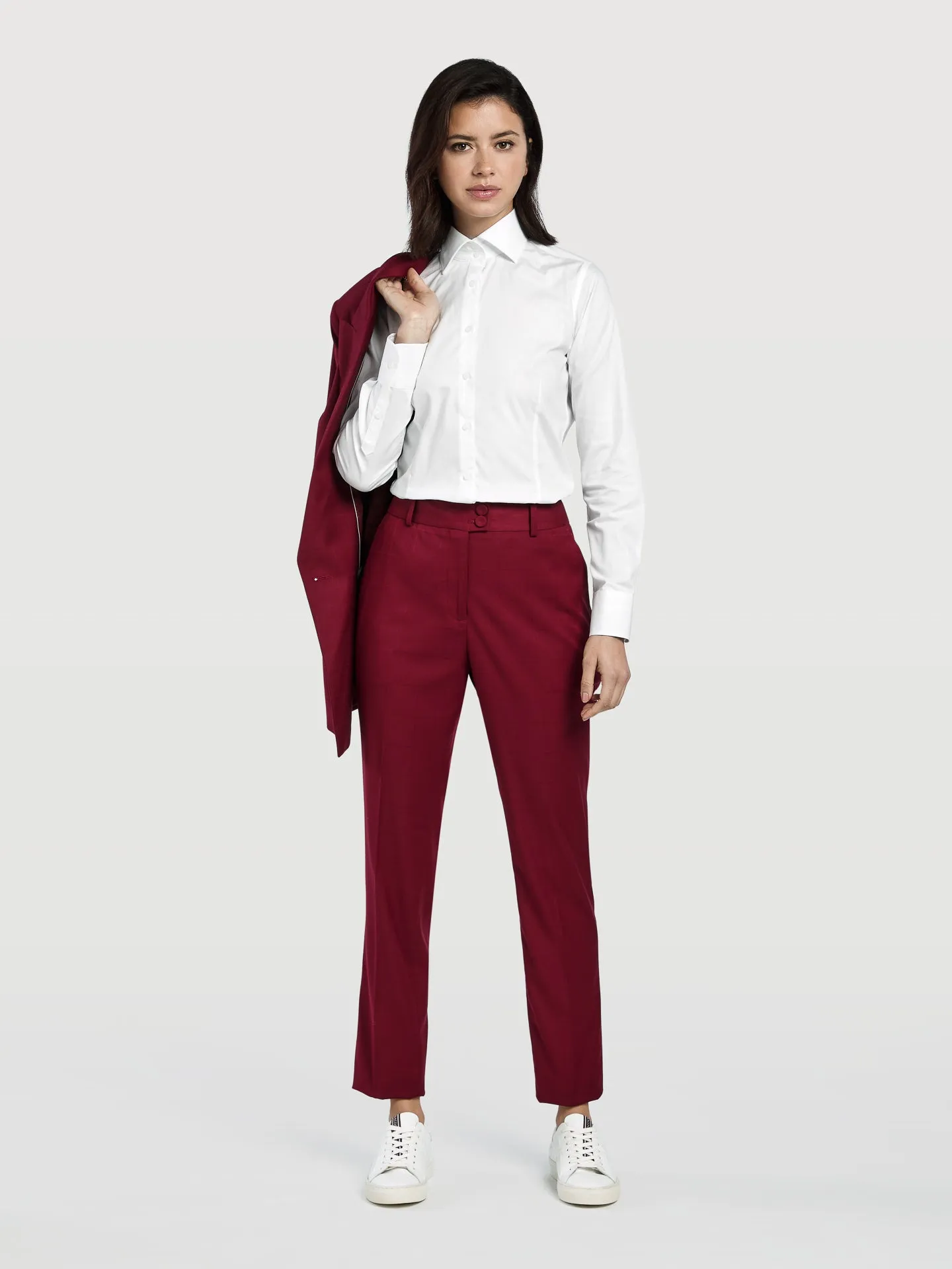 Checked Jacquard Slim Fit Suit Trousers