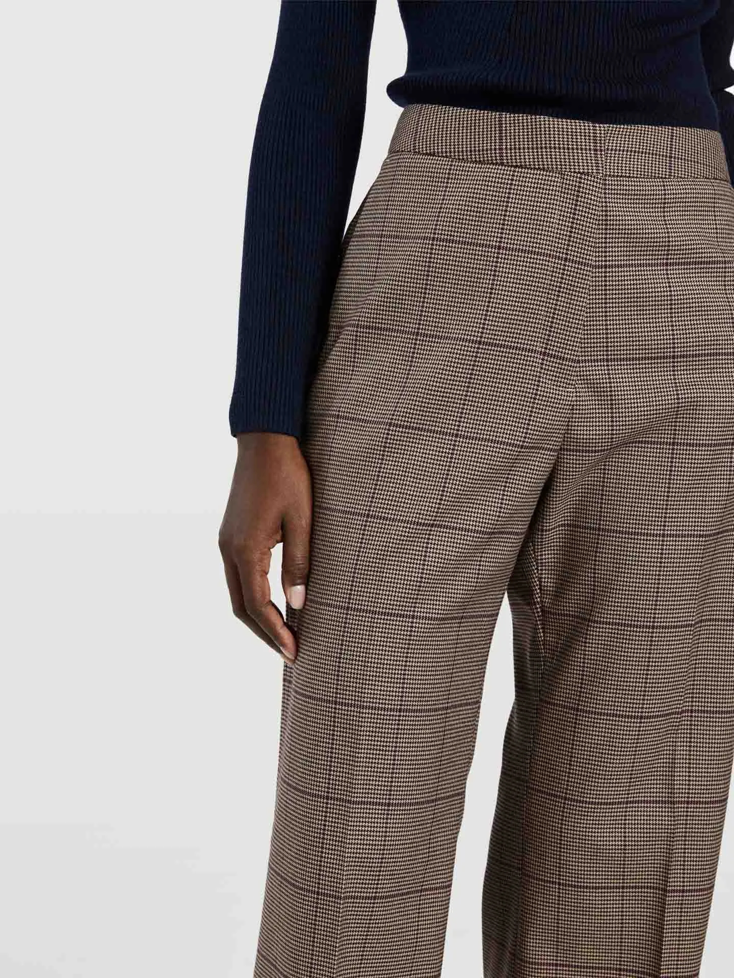 Checked Loose Fit Trousers