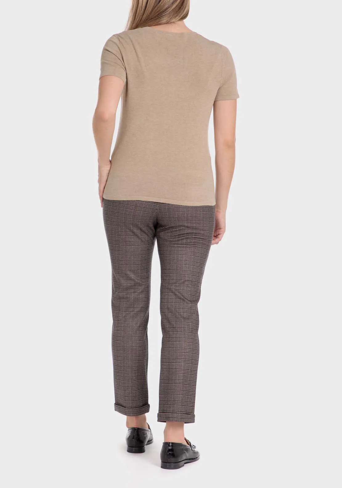 Checked Trousers - Beige