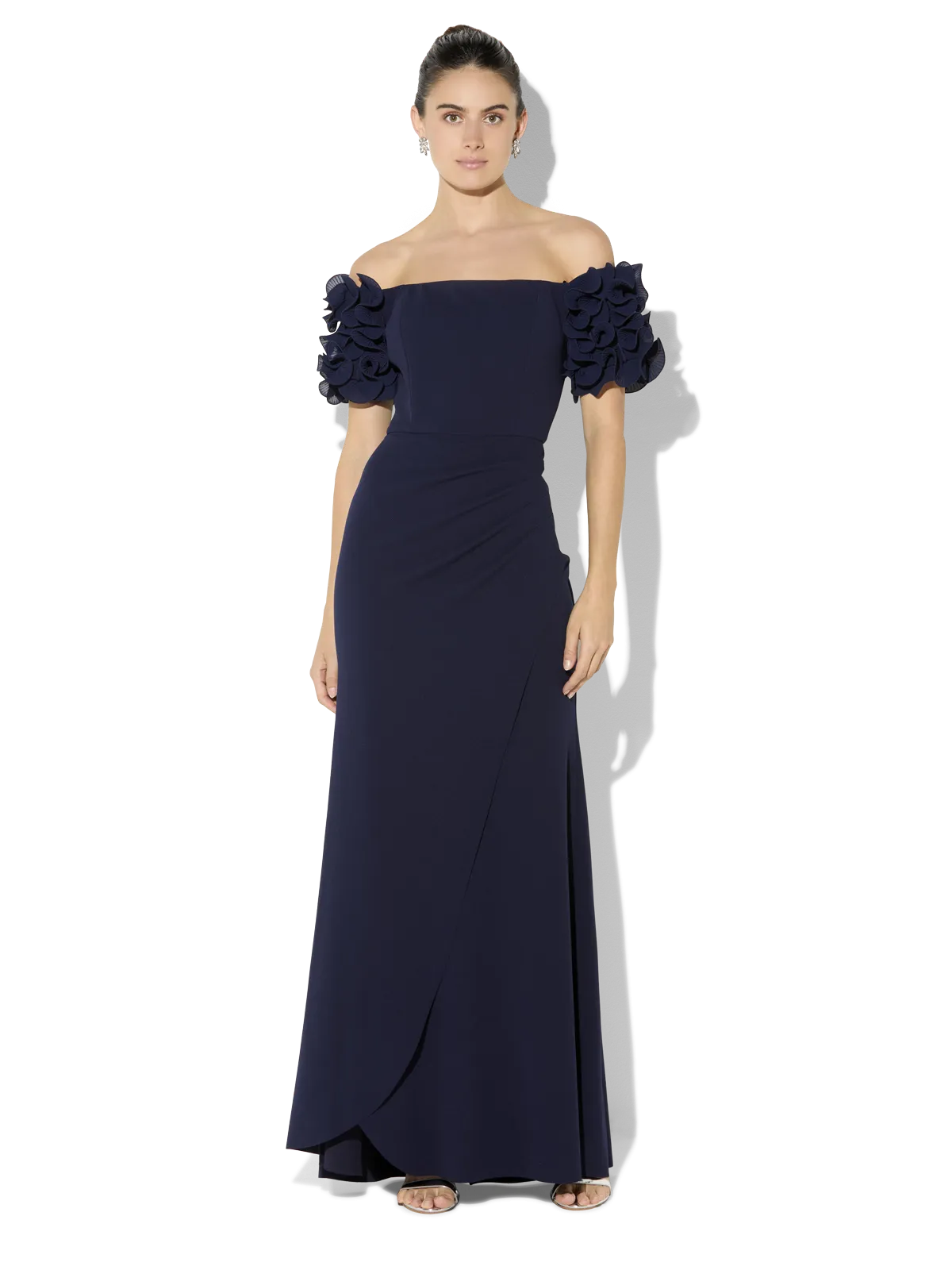 Diana Navy Ruffle Sleeve Gown