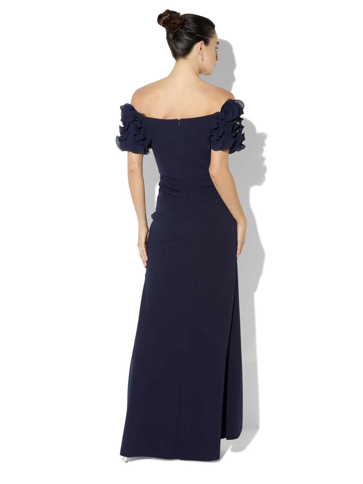 Diana Navy Ruffle Sleeve Gown