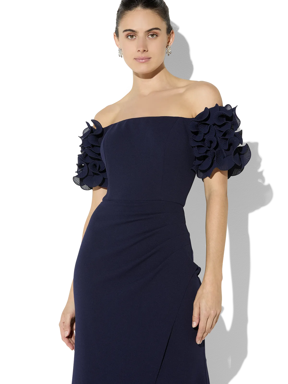 Diana Navy Ruffle Sleeve Gown