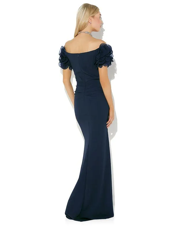 Diana Navy Ruffle Sleeve Gown