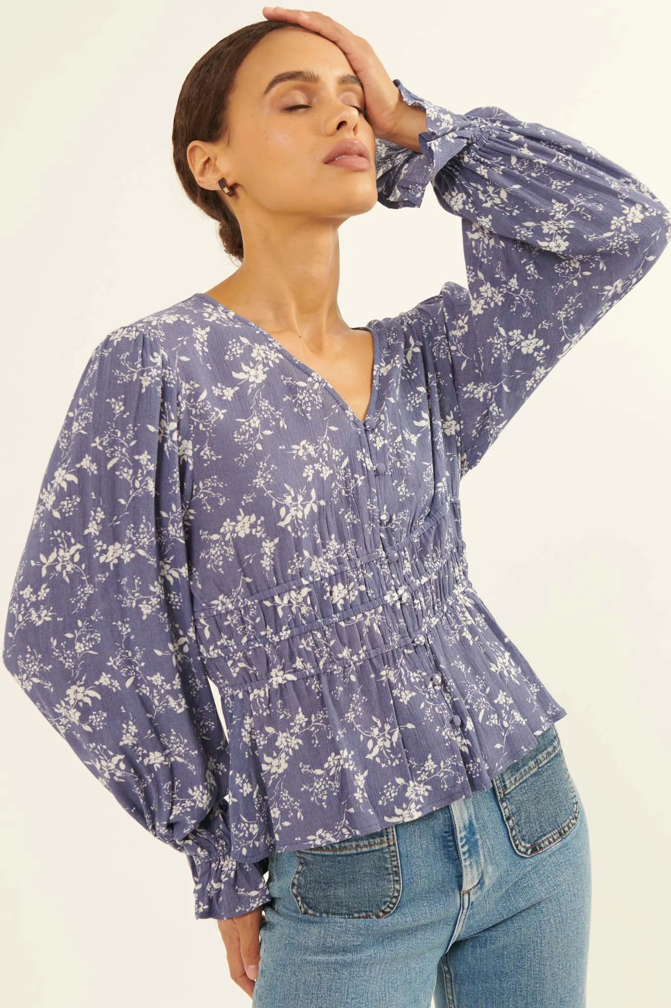 Effortless Elegance Floral Button-Front Top