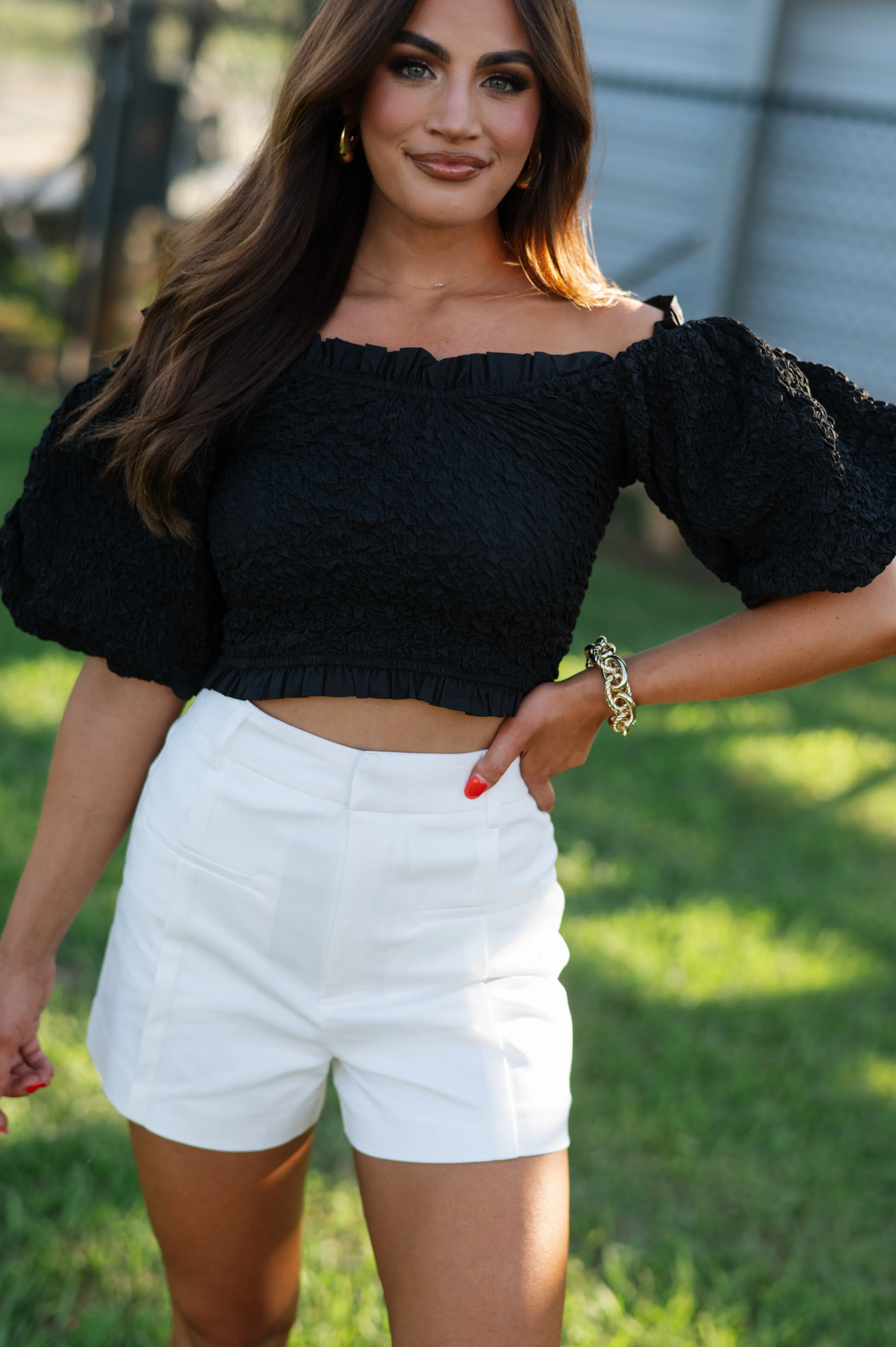 Emmy Puff Sleeve Top-Black