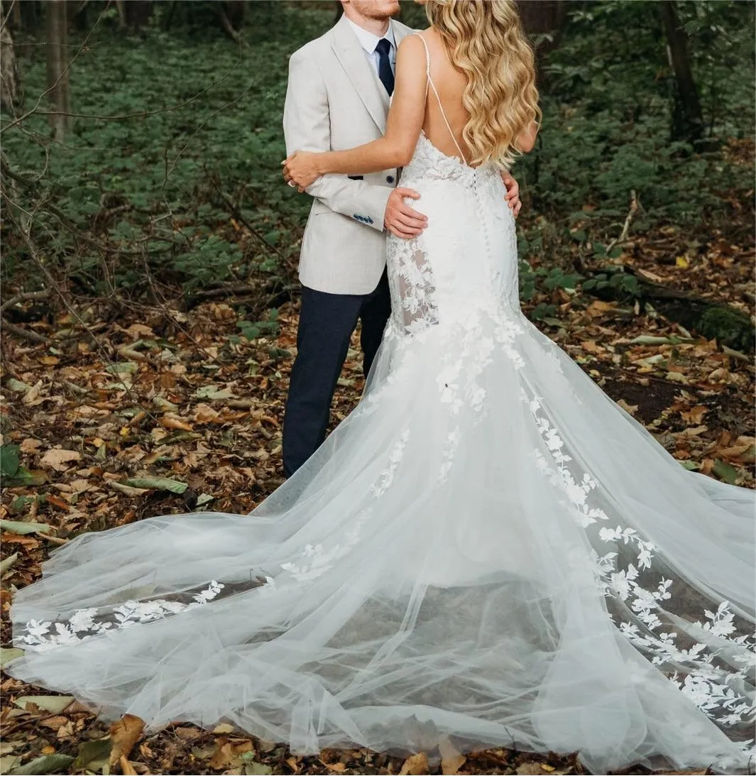 Floral Lace/Tulle Mermaid Wedding Gown All Sizes