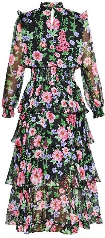 Floral Print Tiered Smocked Dress