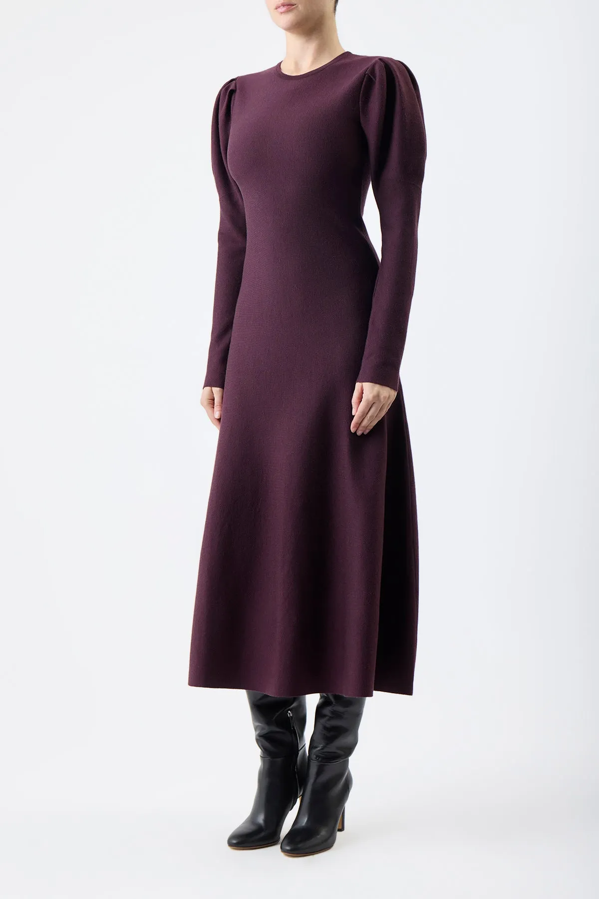 Hannah Knit Dress in Deep Bordeaux Merino Wool Cashmere