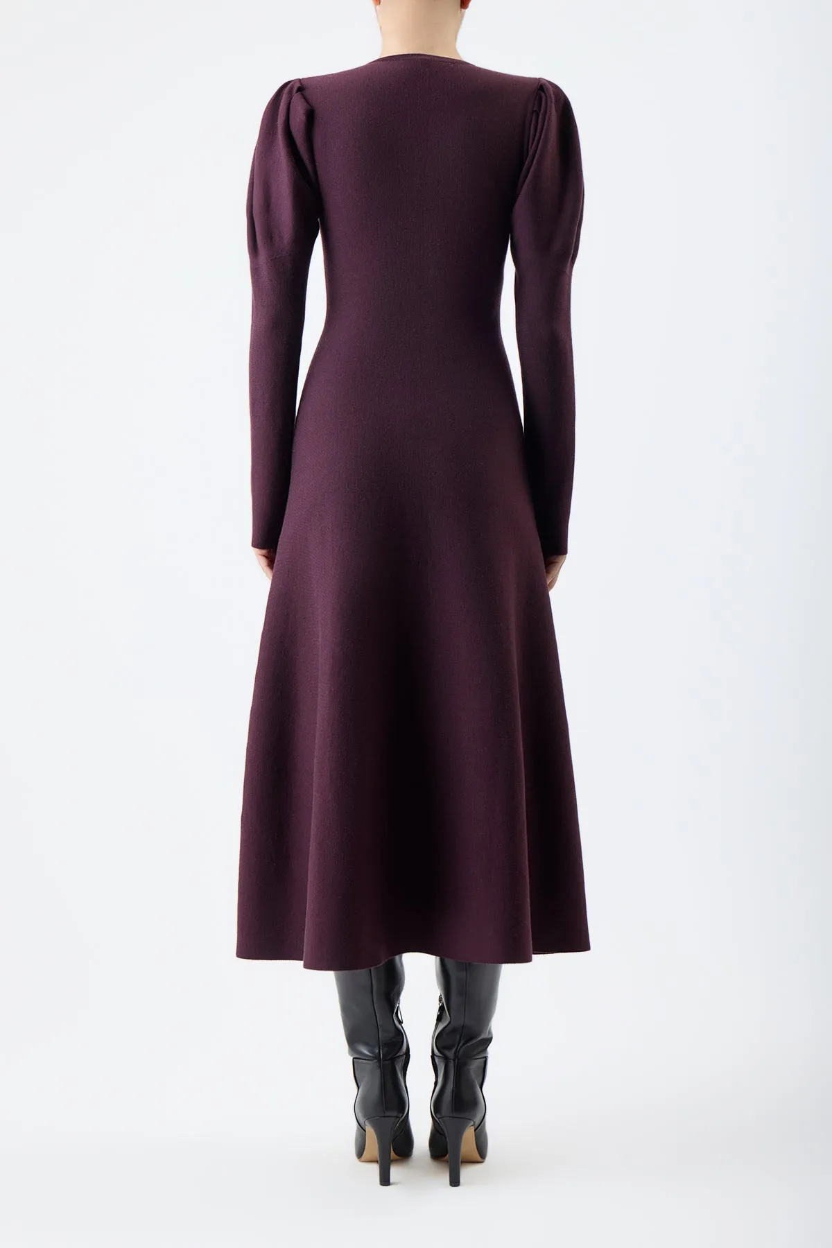 Hannah Knit Dress in Deep Bordeaux Merino Wool Cashmere