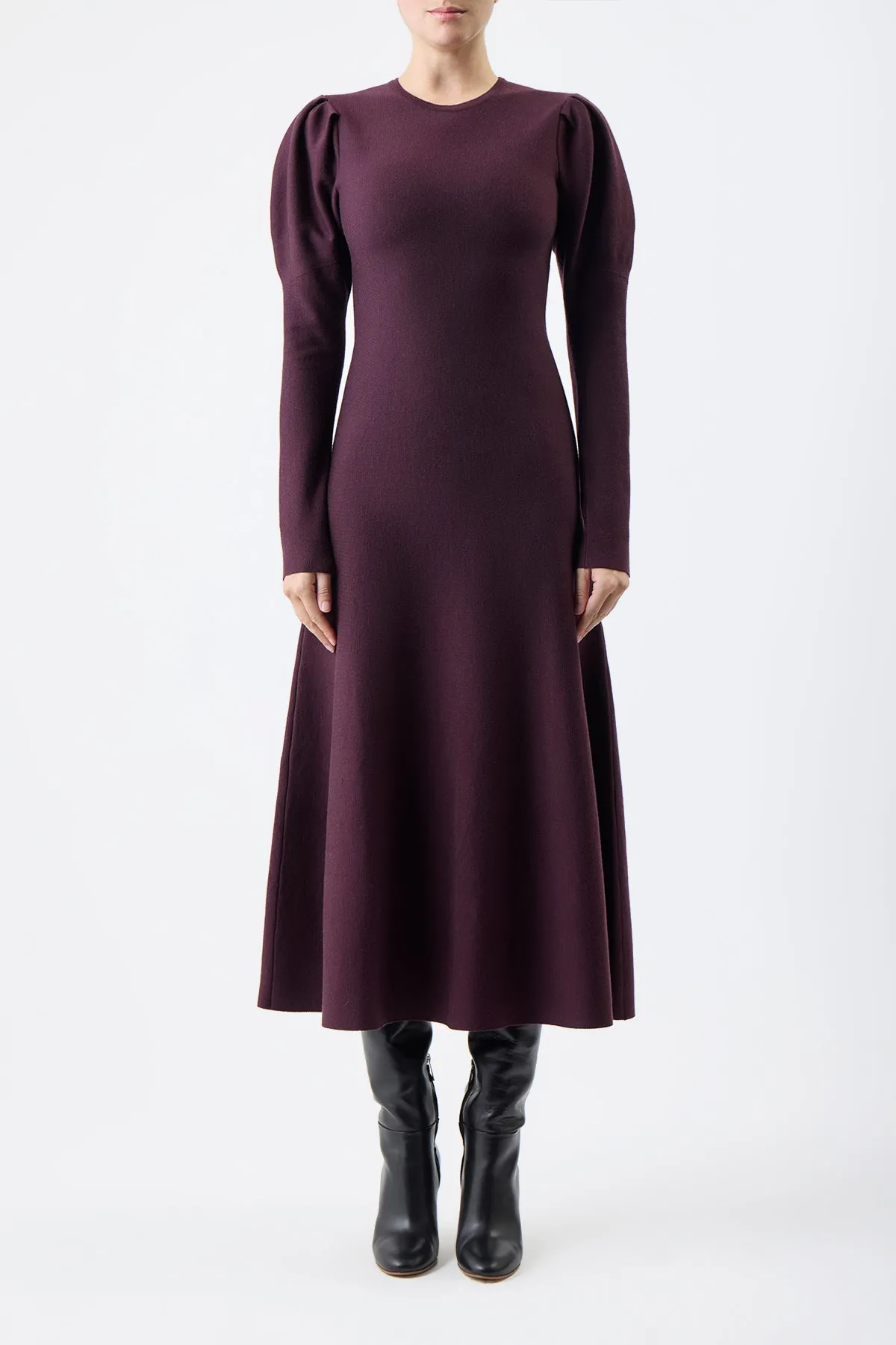 Hannah Knit Maxi Dress in Deep Bordeaux Merino Wool Cashmere