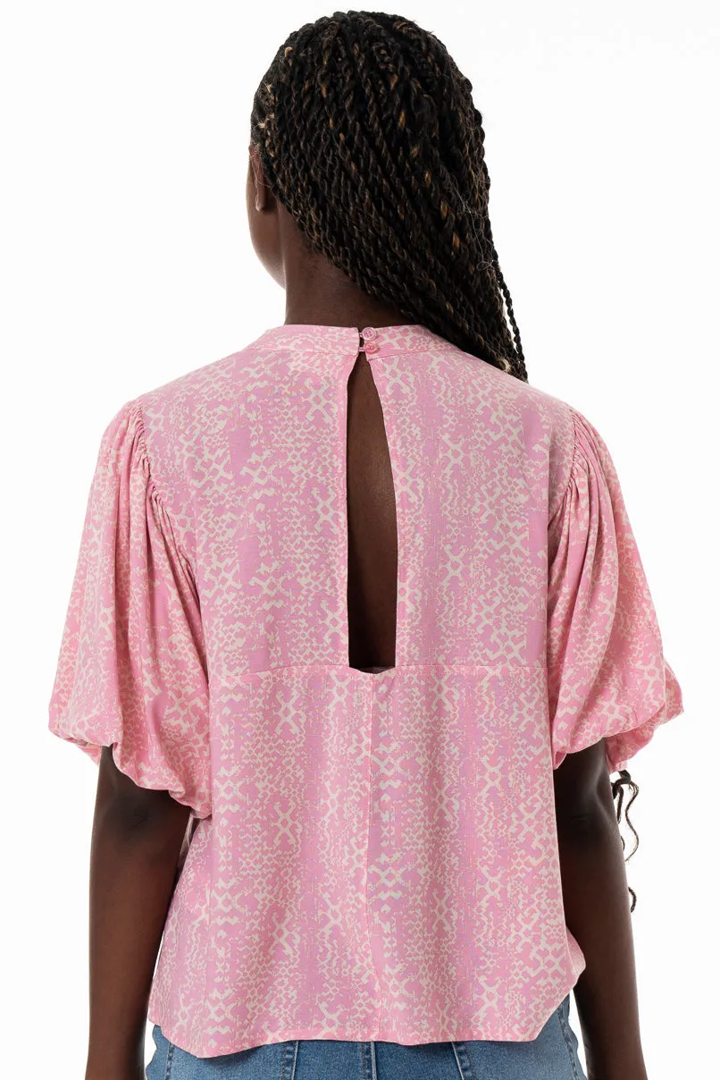 Hi-Neck Shift Top _ 154566 _ Pink