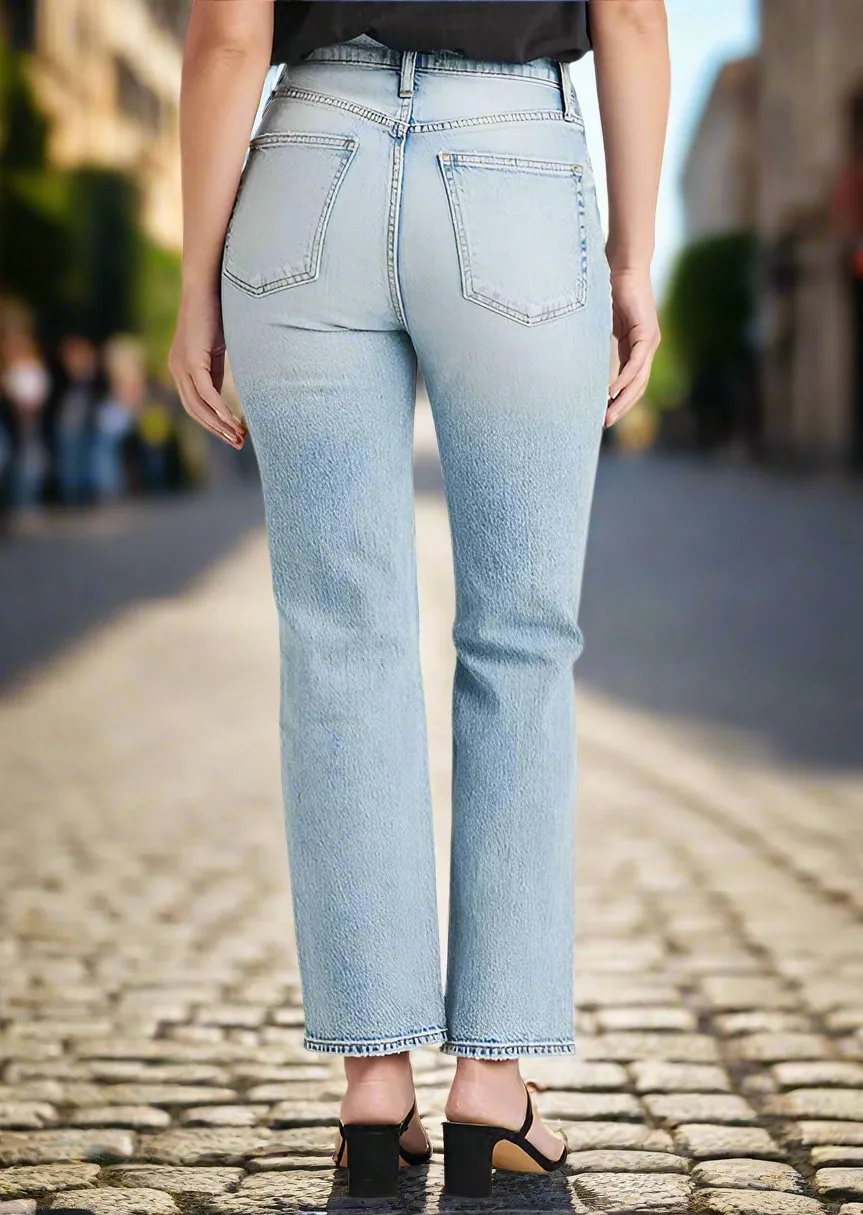 HIGHLY DESIRABLE STRAIGHT DISTRESSED LIGHT JEANS