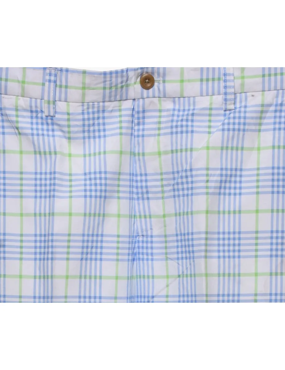 Izod Checked Pattern Light Green & Blue Trousers - W34 L32