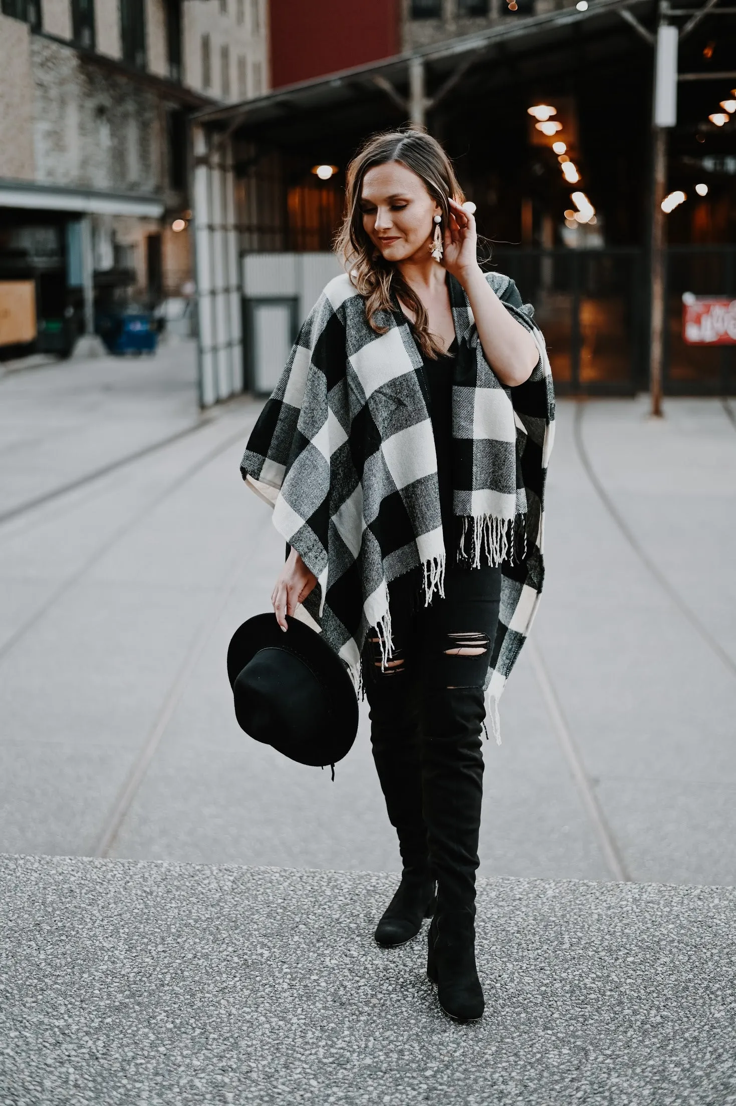 Jenny Buffalo Check Plaid Poncho