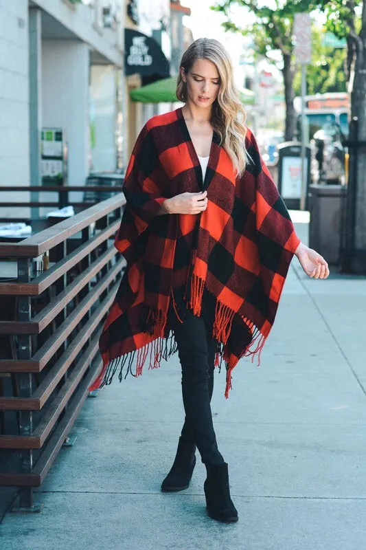 Jenny Buffalo Check Plaid Poncho