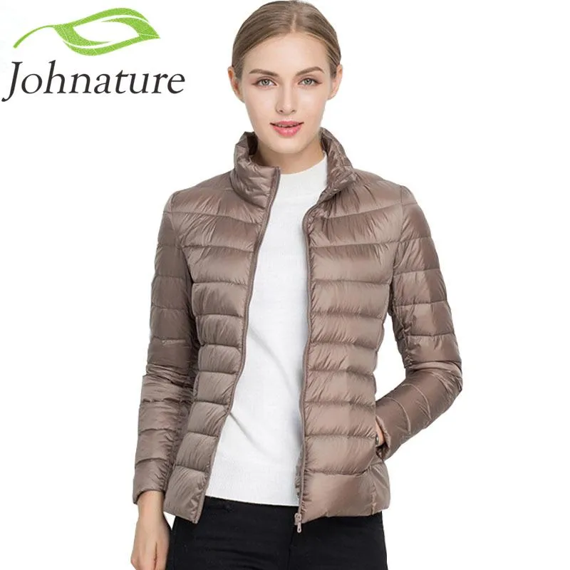 Johnature 90% White Duck Down Jacket Autumn Winter 17 Colors New Warm Slim Zipper 2017 Women Fashion Light Down Coat S-3XL