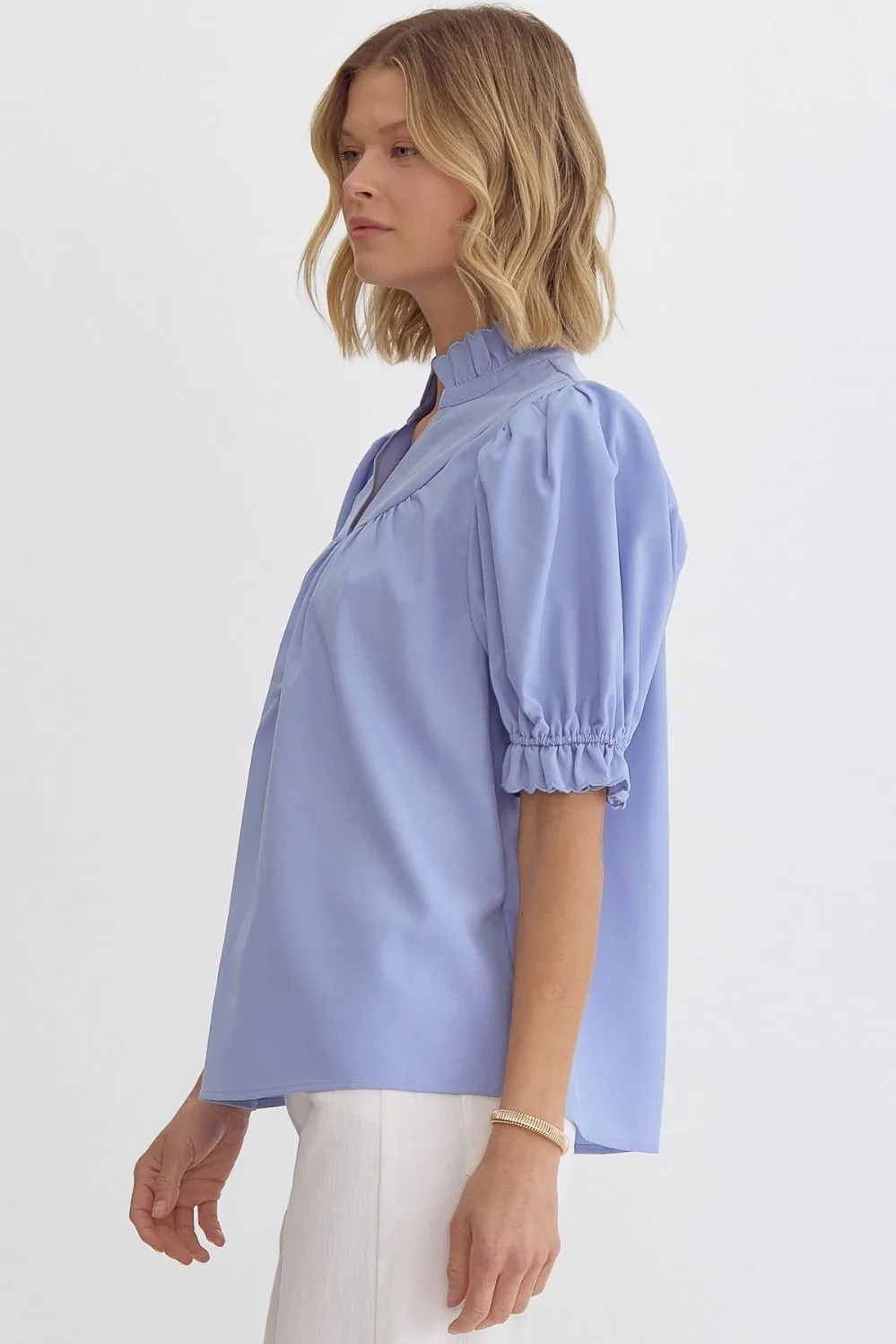 Katherine Puff Sleeve Top (Blue)