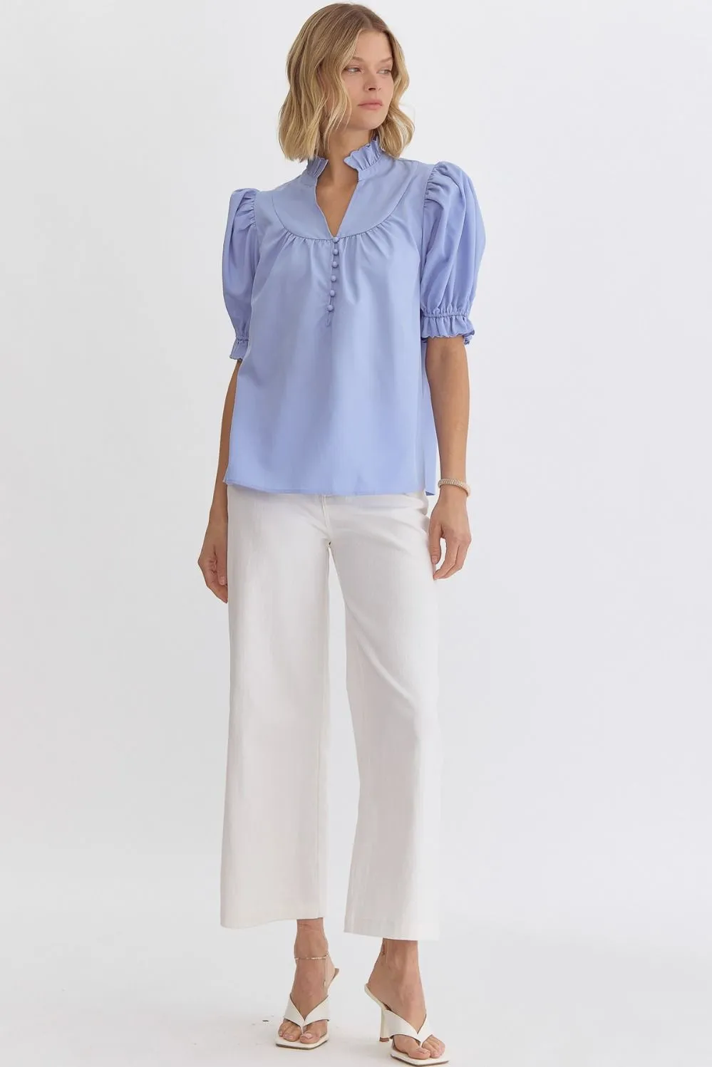 Katherine Puff Sleeve Top (Blue)