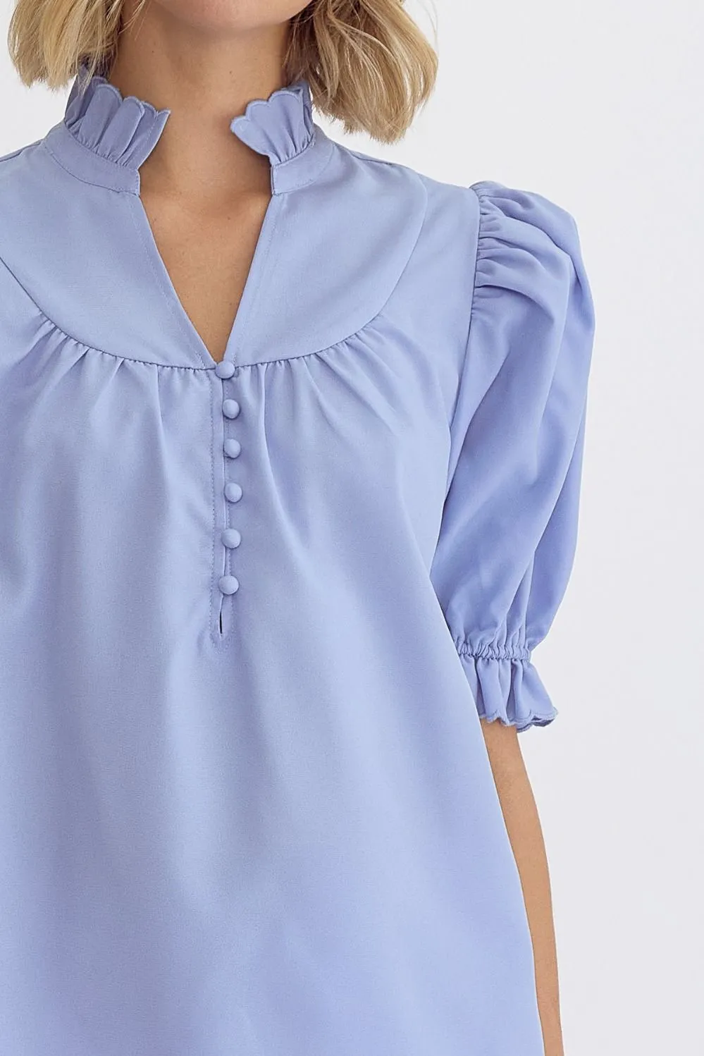 Katherine Puff Sleeve Top (Blue)