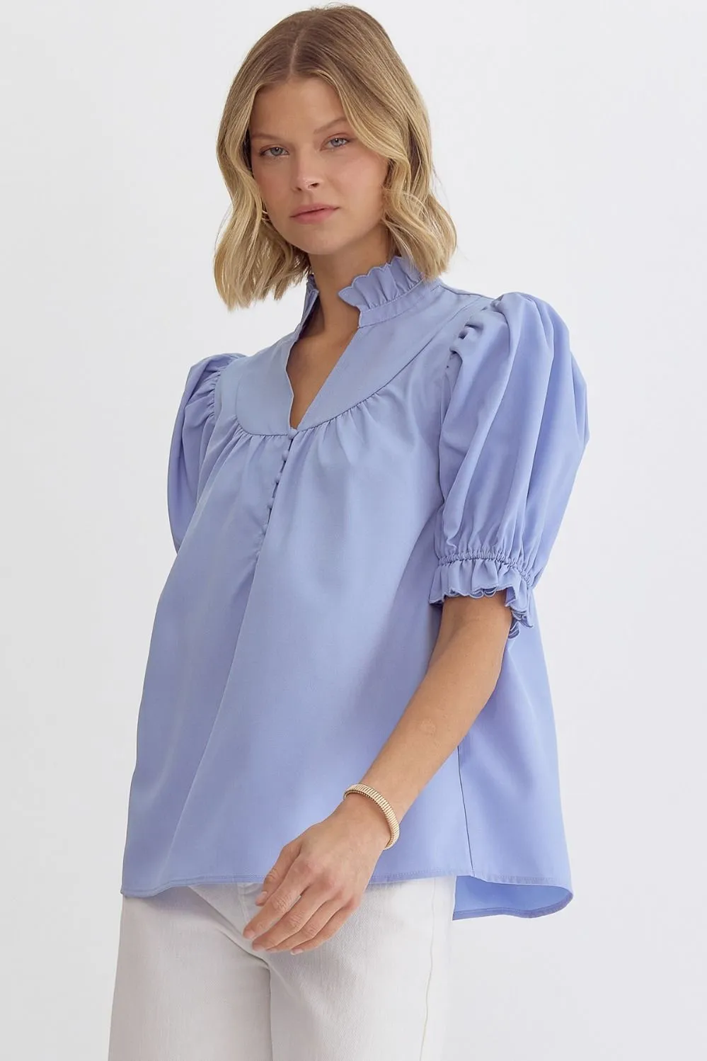 Katherine Puff Sleeve Top (Blue)