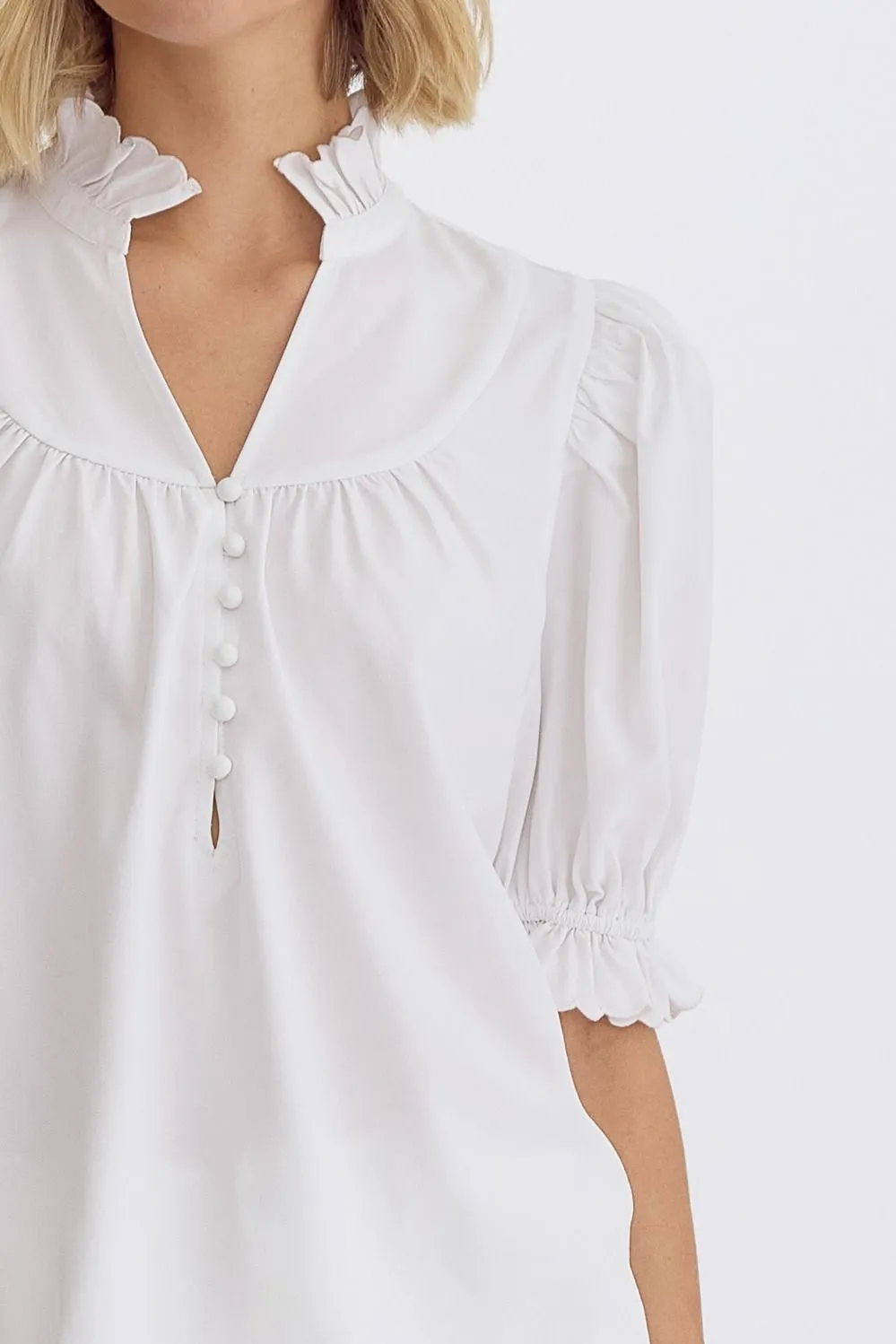 Katherine Puff Sleeve Top (White)