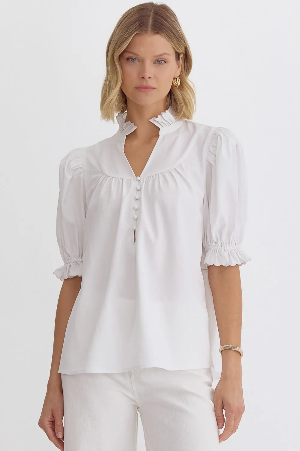 Katherine Puff Sleeve Top (White)