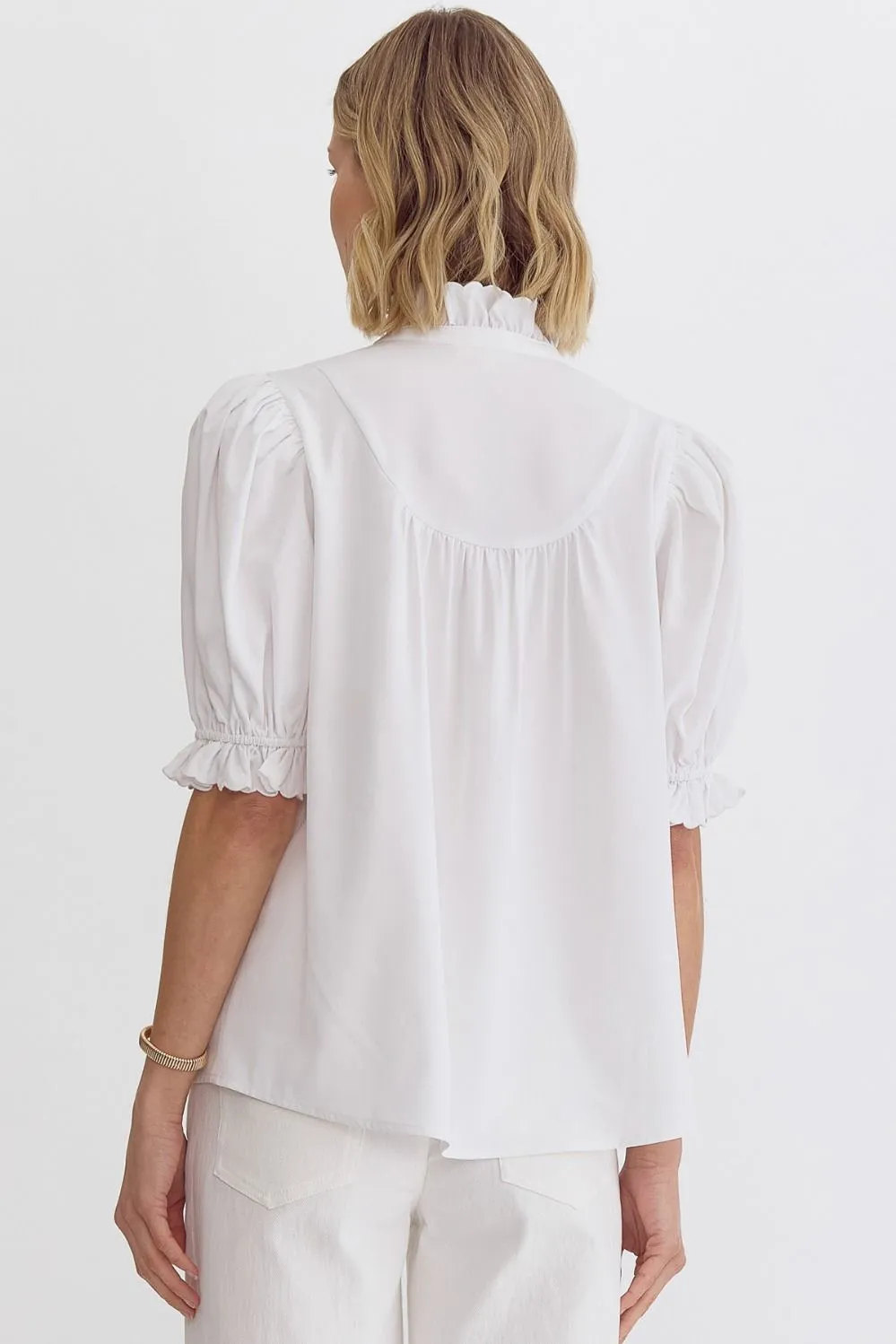 Katherine Puff Sleeve Top (White)