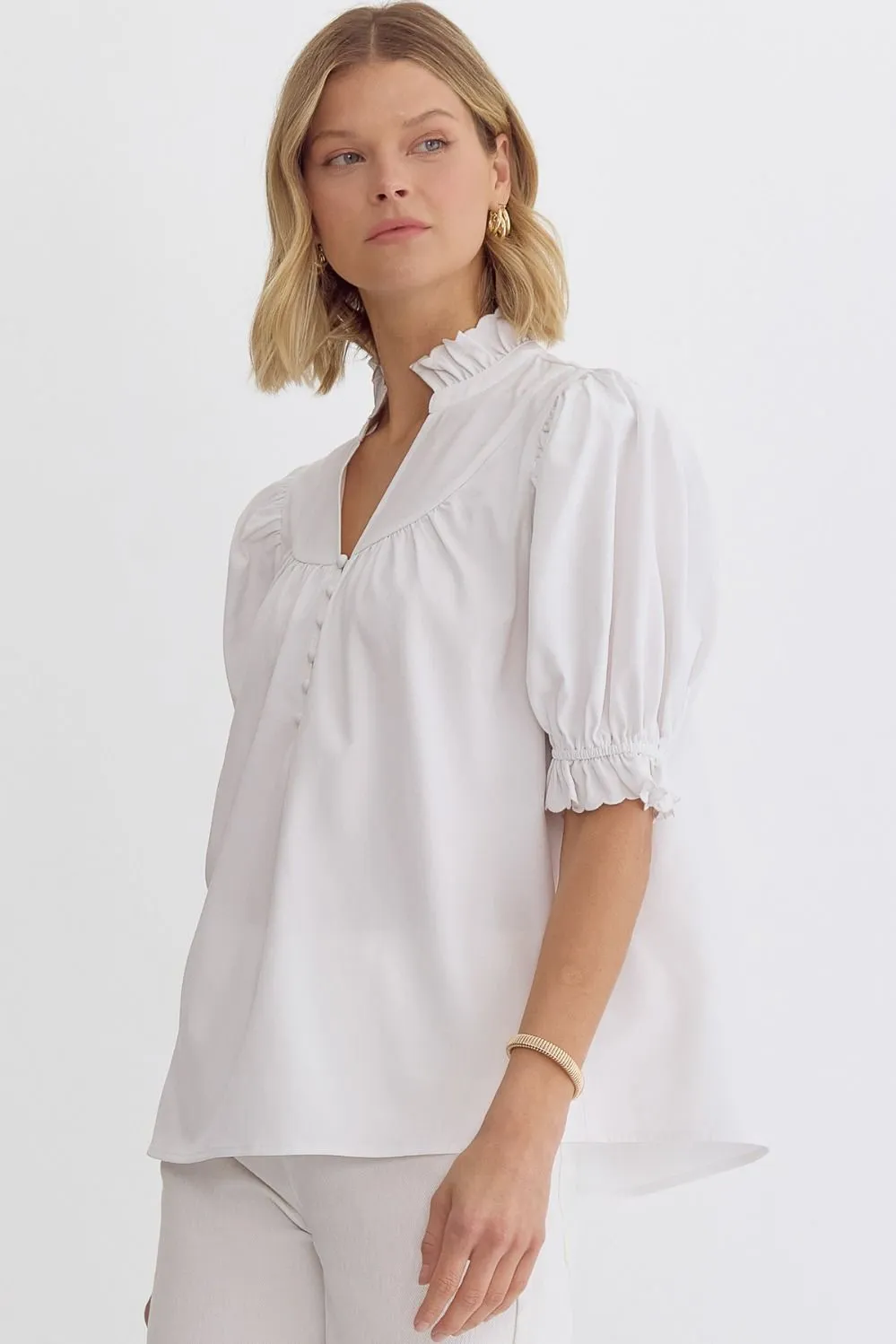 Katherine Puff Sleeve Top (White)