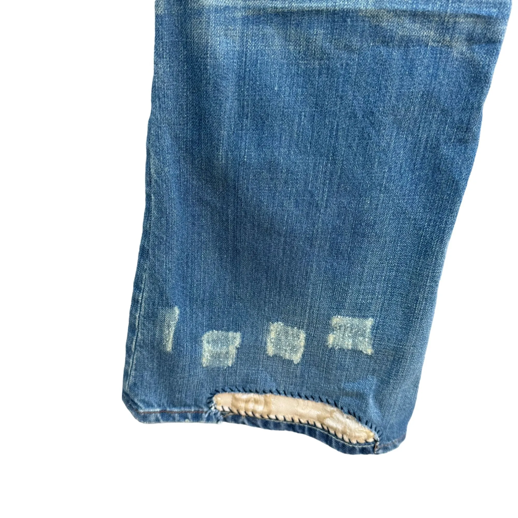 L7B By Little Big Vintage Women's Distressed Patchwork Flared Low Rise Jeans 30