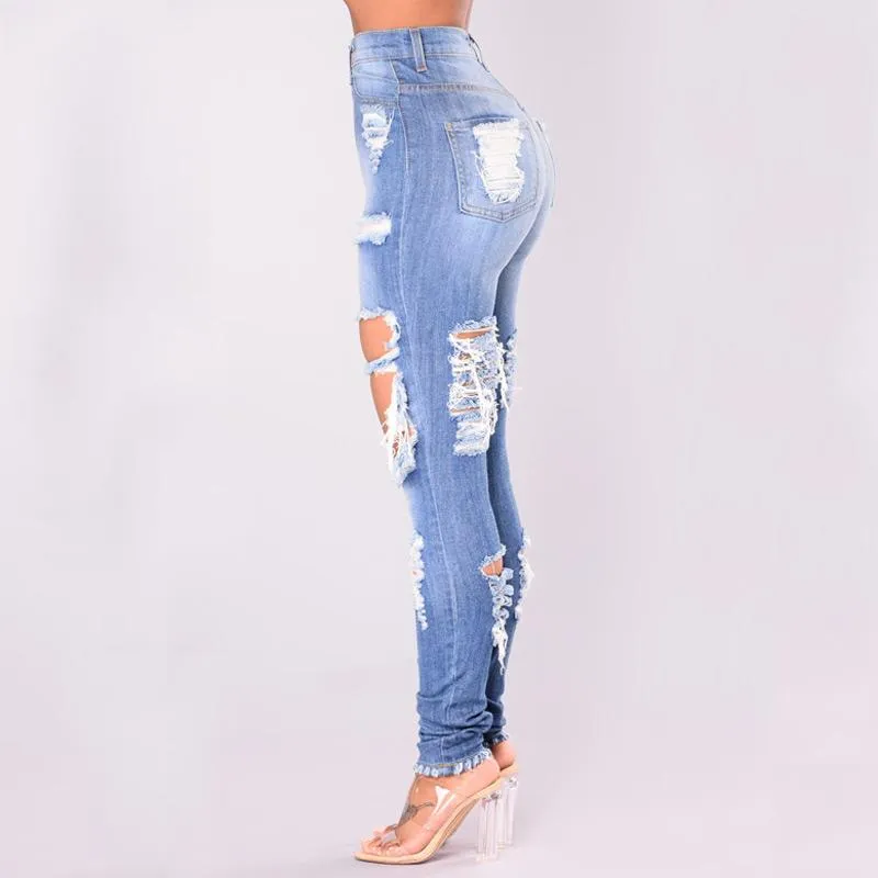 Light Blue Destroyed Skinny Jeans