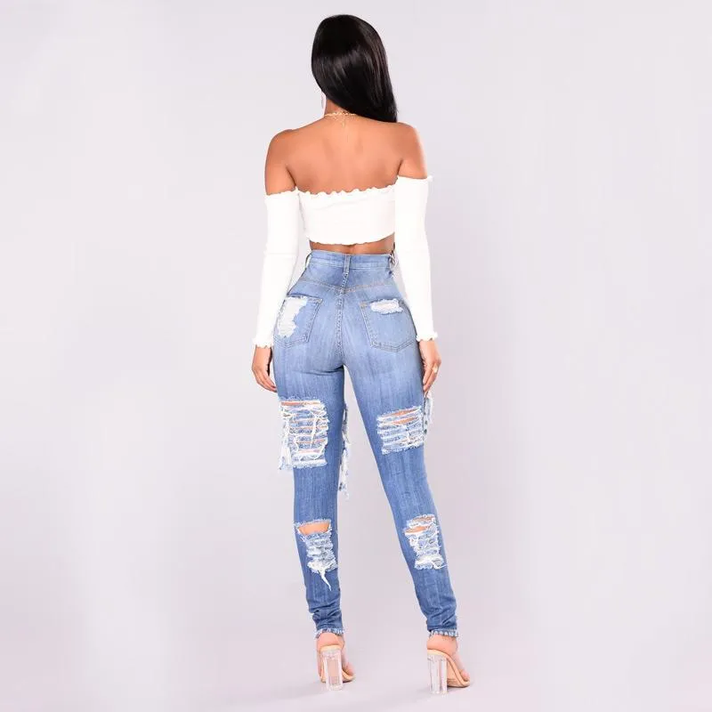 Light Blue Destroyed Skinny Jeans