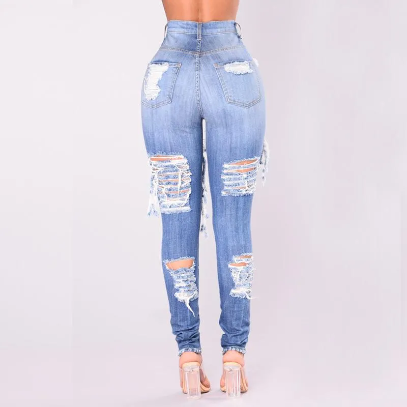 Light Blue Destroyed Skinny Jeans