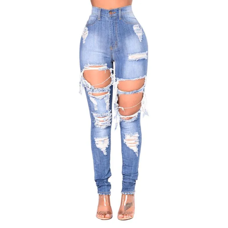 Light Blue Destroyed Skinny Jeans