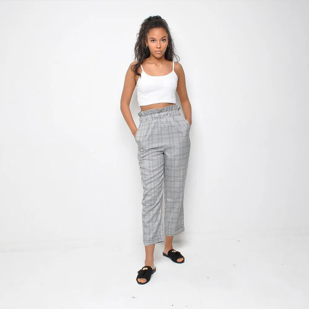 Lola May - Checked Trousers - Grey